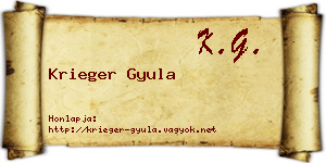 Krieger Gyula névjegykártya